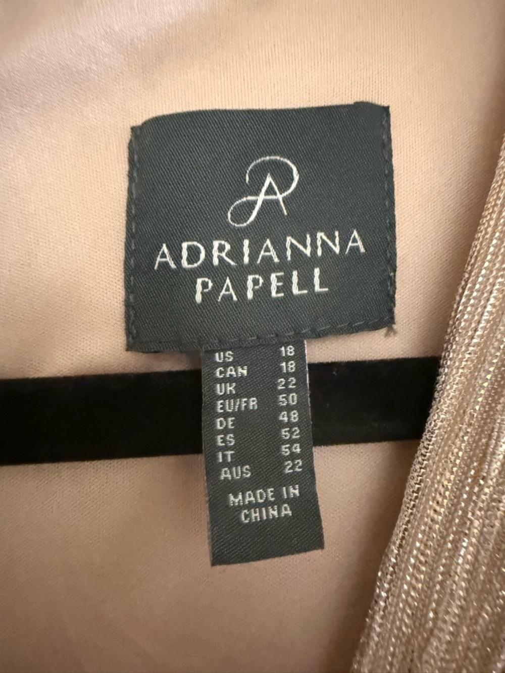 Adrianna Papell Metallic Blush Wrap-Style Long Sleeve Dress - Picture 3 of 6